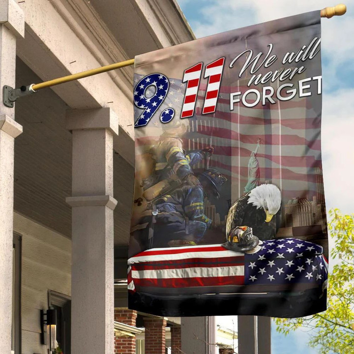 9.11 We Will Never Forget Eagle Flag 343 Firefighter Memorial Flag Patriotic Decor