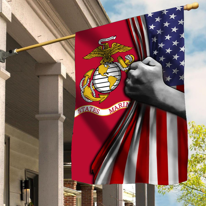 United States Marine Corps Flag Inside American Flag Patriotic Decorations For Outside