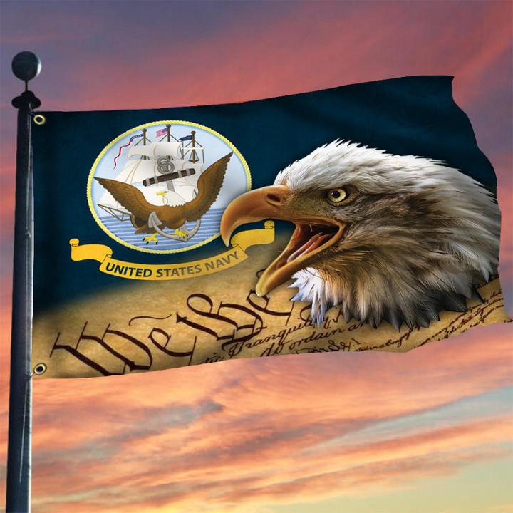 Bald Eagle United States Navy Flag We The People Proud USN Patriotic Flags And Banners