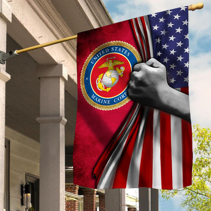 United States Marine Corps Flag Inside American Flag USMC Logo Patriotic Flag Happy 4th Of July