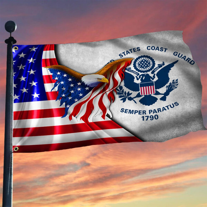 American Eagle United States Coast Guard Flag USCG Patriotic Decorations For Outside