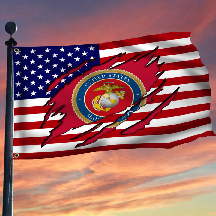 US Marine Corps Logo American Flag USMC Military 4th Of July Decoration Ideas For Outside