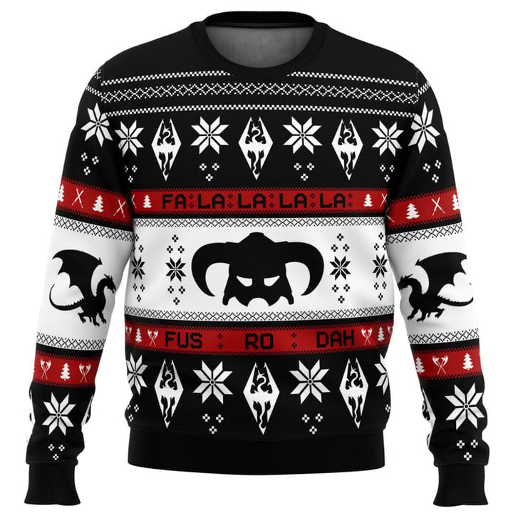 Ugly Christmas Sweater, Gamer Shirt, Skyrim Dragon, Video Game Gifts, Christmas Sweater, Ugly Christmas Sweatshirt, Kids Sweatshirt