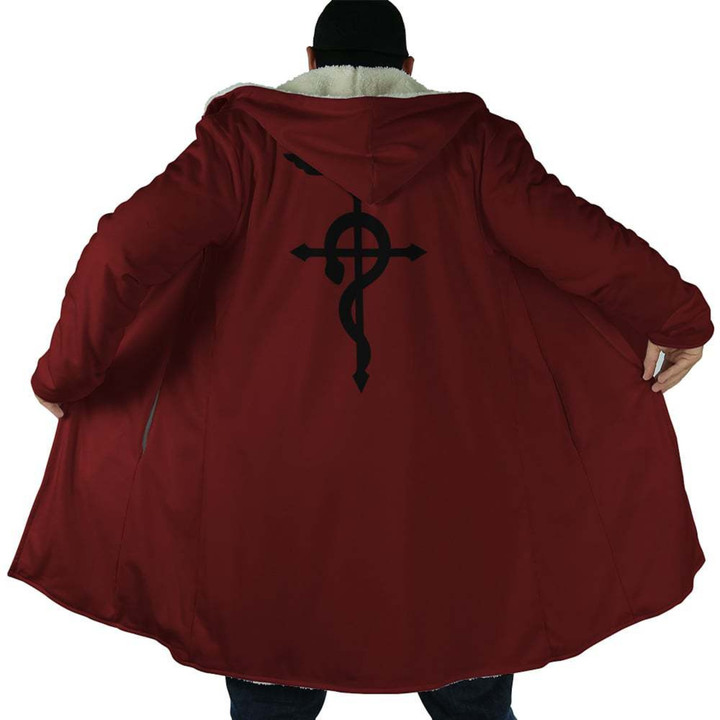 Anime Hoodie, Winter Coat, Fullmetal Alchemist Cloak, Anime Cloak with Hood, Edward Elric Cloak Coat, Fleece Jacket, Japanese Gifts