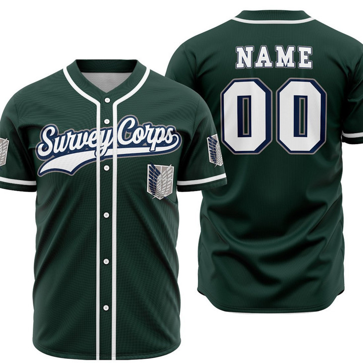Custom Baseball Jersey, Attack on Titan, Survey Corps, Anime Shirt, Anime Gift, Personalized Gifts, Gift For Him