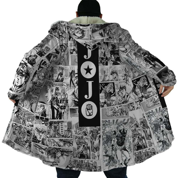 Anime Clothing, Jojo's Bizarre Adventure, Winter Coat, Anime Cloak with Hood, Jojo Cosplay, Fleece Jacket