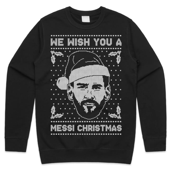 Christmas Sweatshirt, We Wish You a Messi Christmas, Lionel Messi Shirt, Merry Xmas Gifts, Xmas Sweatshirt for Men Women