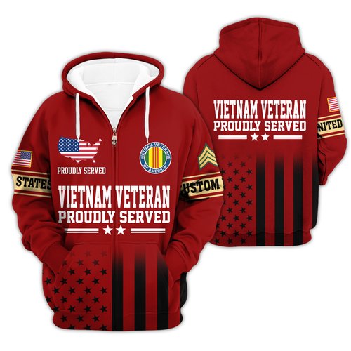 Premium Custom Vietnam Veteran Zip Up Hoodie VPVC609666, Gifts For Vietnam Veteran, Gifts For Veterans Day.