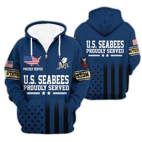 Premium Custom US Seabees Zip Up Hoodie VPVC609669, Gifts For Seabees Veteran, Gifts For Veterans Day.