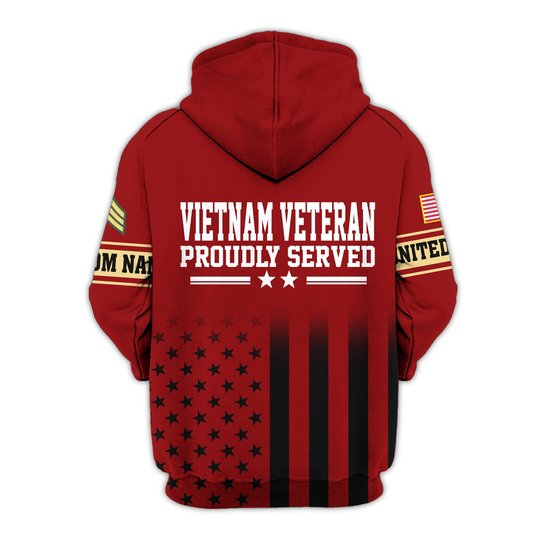 Premium Custom Vietnam Veteran Zip Up Hoodie VPVC609666, Gifts For Vietnam Veteran, Gifts For Veterans Day.