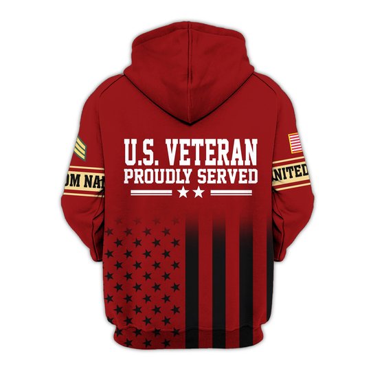 Premium Custom US Veteran Zip Up Hoodie VPVC609667, Gifts For US Veteran, Gifts For Veterans Day.
