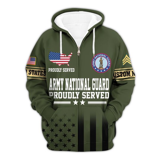 Premium Custom Army National Guard Zip Up Hoodie VPVC609668, Gifts For Army National Guard Veteran, Gifts For Veterans Day.