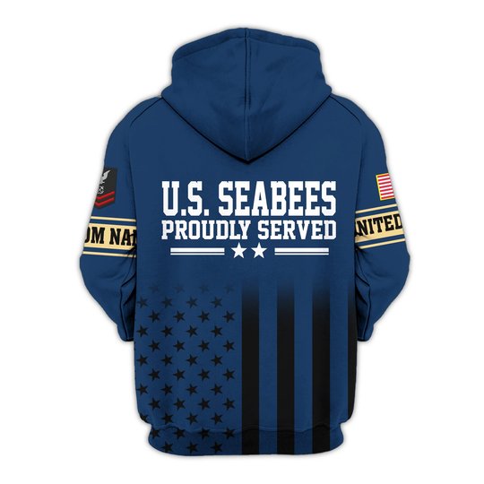 Premium Custom US Seabees Zip Up Hoodie VPVC609669, Gifts For Seabees Veteran, Gifts For Veterans Day.