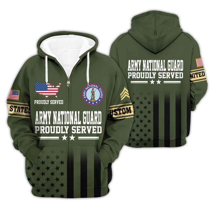 Premium Custom Army National Guard Zip Up Hoodie VPVC609668, Gifts For Army National Guard Veteran, Gifts For Veterans Day.