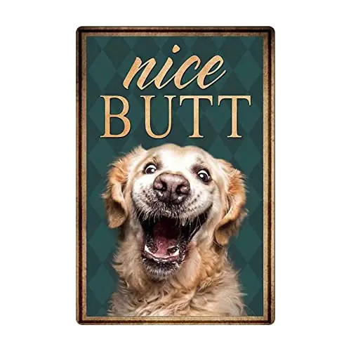 Golden Retriever Nice Butt Bathroom Poster Metal Sign