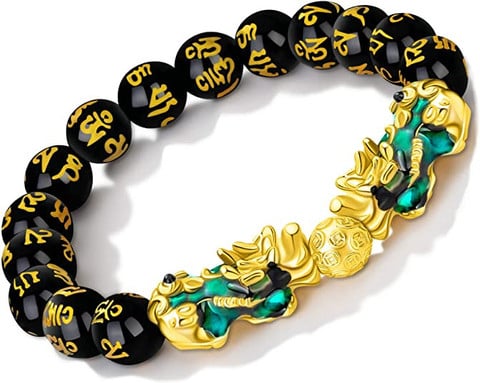 Pi Xiu Bracelet Necklace Set Feng Shui Black Obsidian - Temu