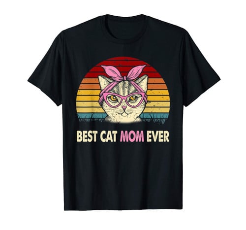 Vintage Best Cat Mom Ever T-Shirt Cat Mama Mother Gift Women