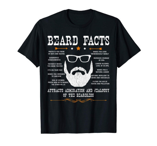 Mens Beard Facts Funny Tshirt Beard Lover Tee Gift
