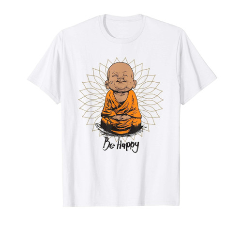 Be Happy Shirt Zen Little Buddha Tshirt Mandala T-Shirt Gift