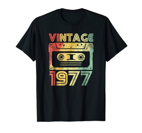 Funny Vintage 1977 Birthday Cassette 70s Party Wear Gift Tee