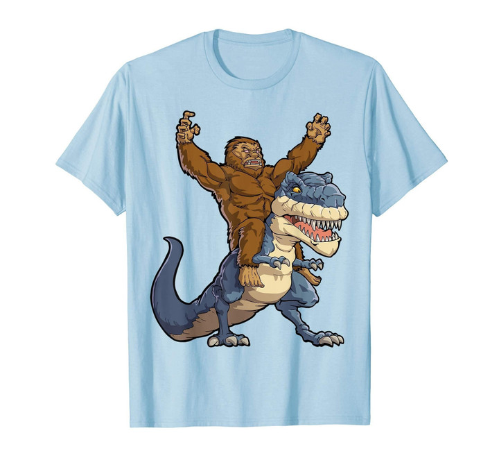 Bigfoot Sasquatch Riding Dinosaur T rex T shirt Funny Gifts