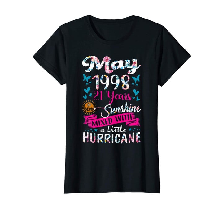 Womens May 1998 Birthday Gifts Floral Tee for Womens