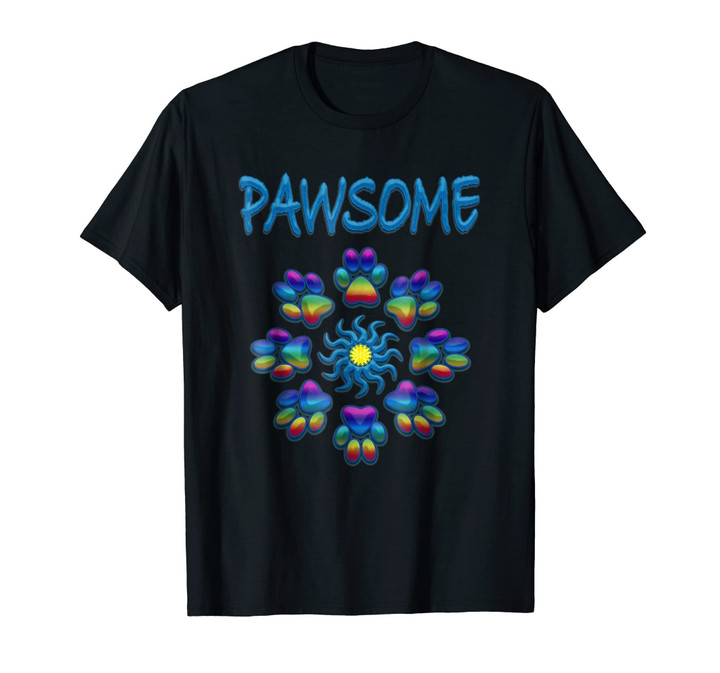 Pawsome Pause For Peace Tye-Dye Hippie Rainbow T-Shirt
