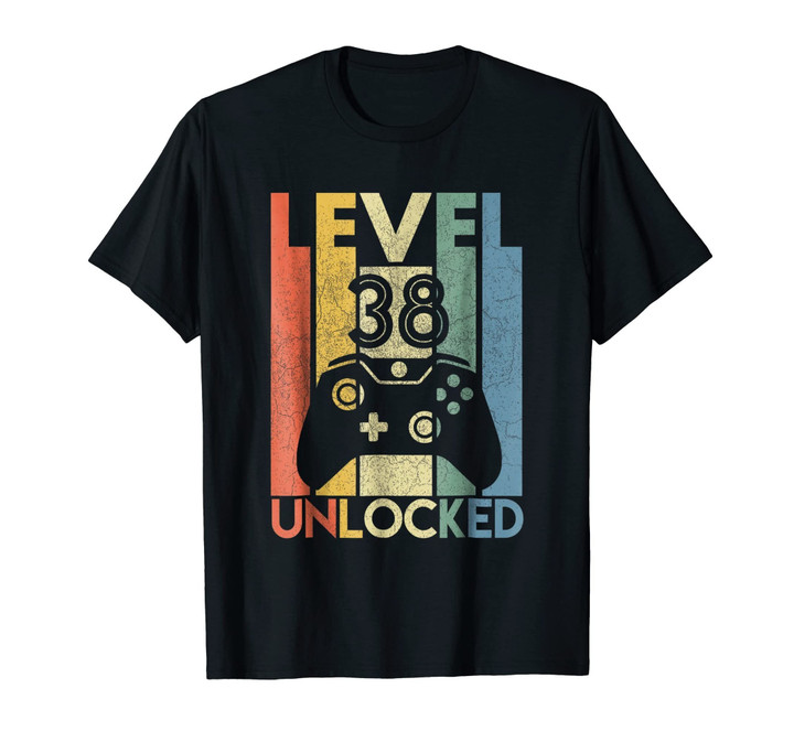 Level 38 Unlocked Shirt Funny Video Gamer 38th Birthday Gift