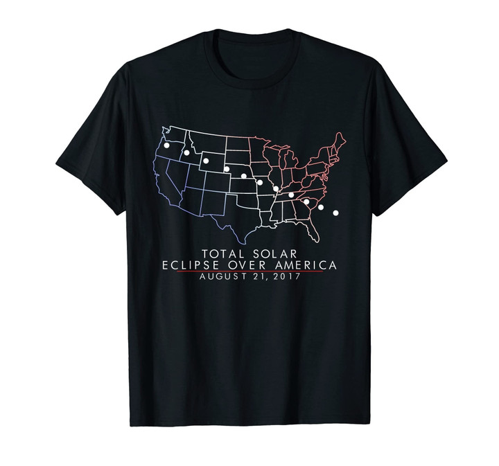 Total Solar Eclipse 2017 T-Shirt Patriotic Red White Blue