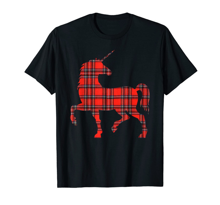 Stewart Plaid Unicorn Scottish Pride Tartan T-Shirt