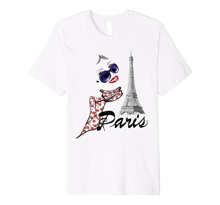 Paris France Shirt Vintage In Love lady Eiffel Tower Shirt
