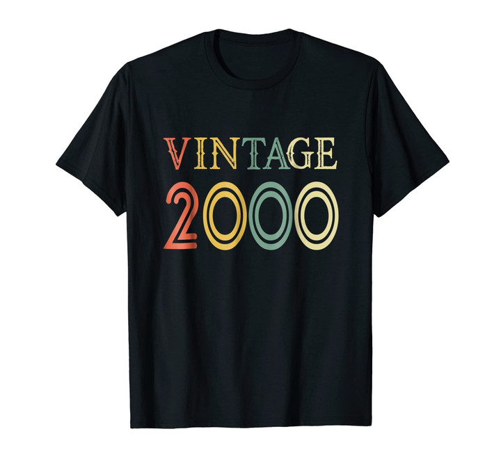 Retro Vintage 2000 T-Shirt 18 yrs old Bday 18th Birthday