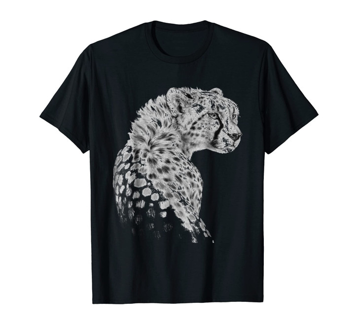 Lovely Cheetah Hand Drawn Portrait Graphic Art T-Shirt