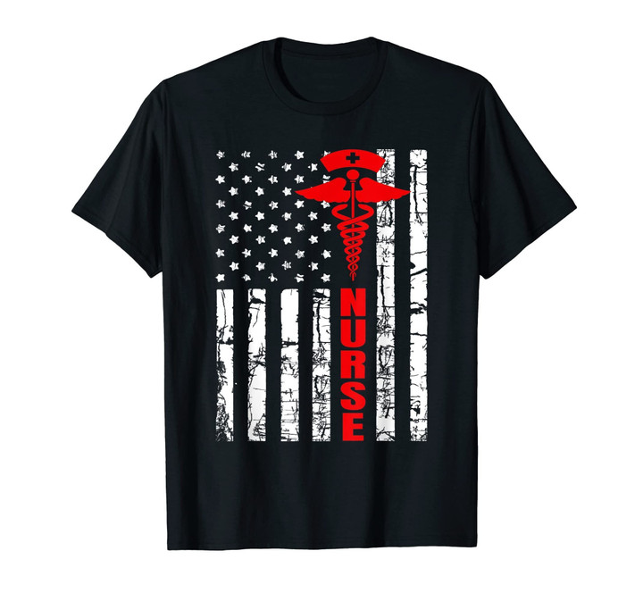 Patriotic American USA Flag Registered Nurse Gift T-shirt