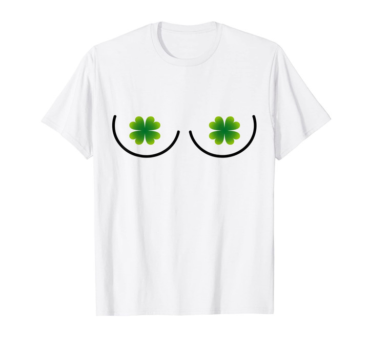 St Patricks Day Novelty T-Shirt With Irish Shamrock Boobs