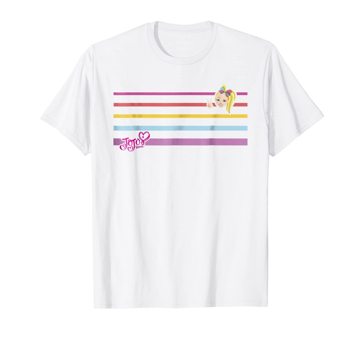 JoJo Siwa Rainbow Stripes Peace Sign Graphic T-Shirt