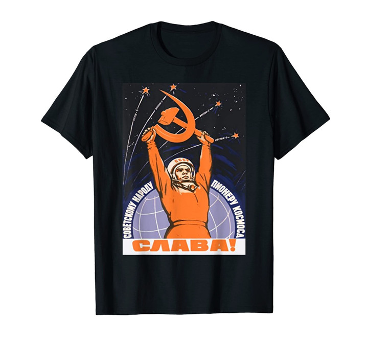 Soviet TShirt Sputnik Gagarin Space Ussr CCCP Vintage Poster