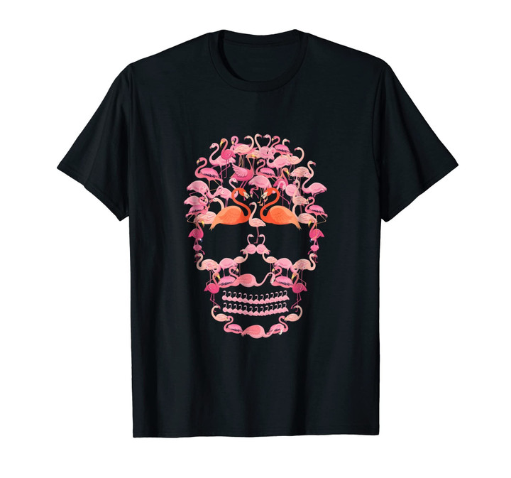 Retro Pink Flamingo Skull T-Shirt