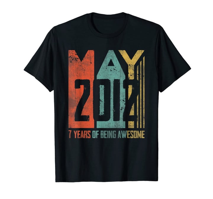 May 2012 T-Shirt 7 Years Old 7th Birthday Gift Boys Kids