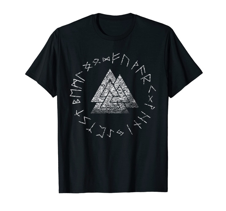 Vikings Valknut and Runes Norse Mythology Distressed t-shirt