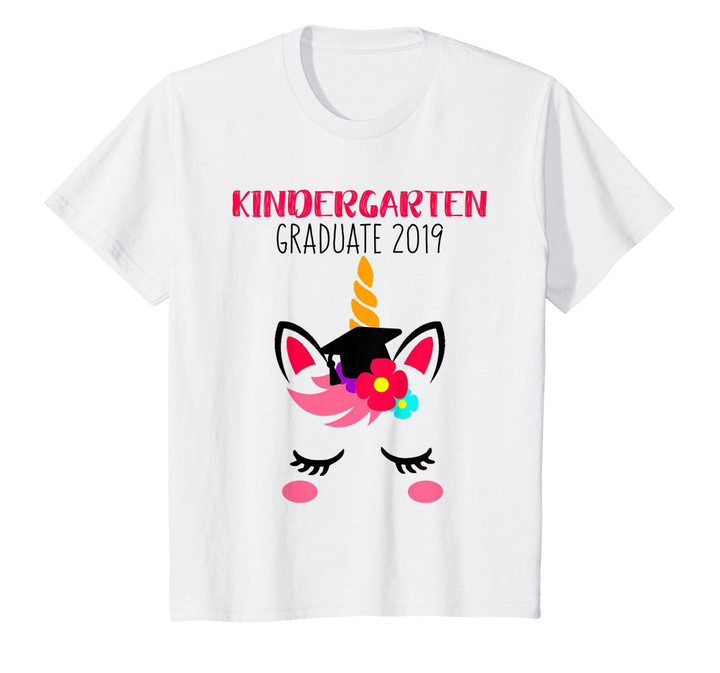 Kids Kindergarten Graduate 2019 Unicorn Face Cap Shirt for Girls