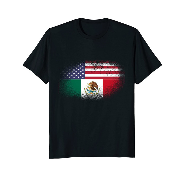 Mexican American Half Mexico Half America Flag T Shirt