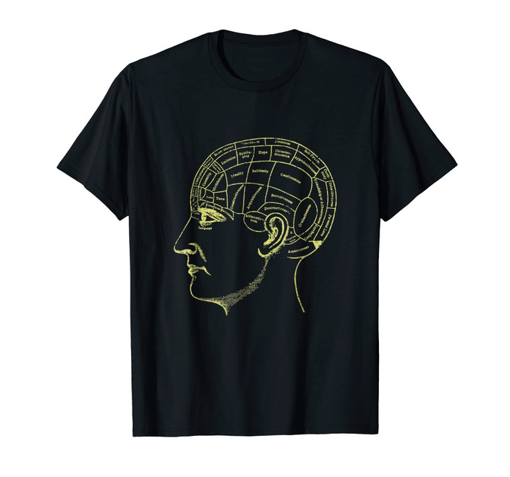 VINTAGE PHRENOLOGY SHIRT Anatomy Psychology Brain T-Shirt