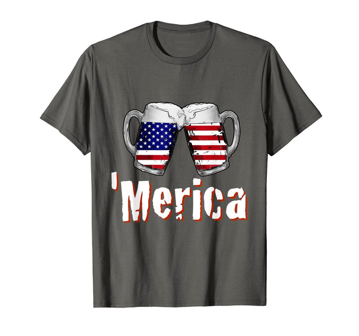 Merica Beer Shirt Patriotic Drinking 4th Of July USA Flag