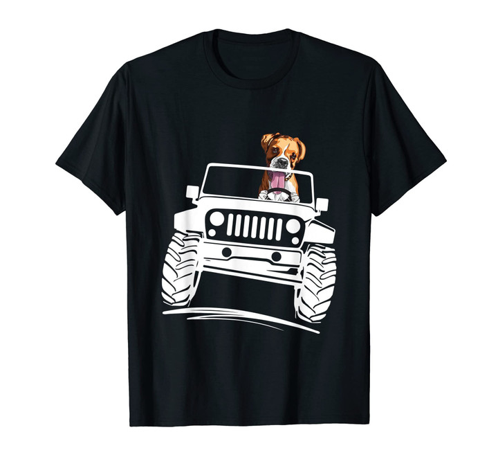 Boxer Driving Jeep T-Shirt OffRoad Lovers Gift