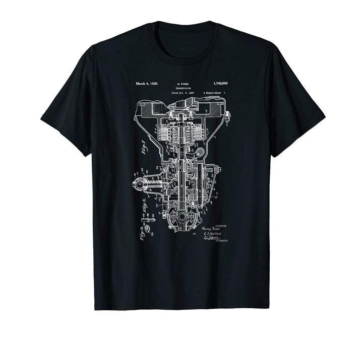 Vintage Patent Print 1930 Engine Transmission T-Shirt