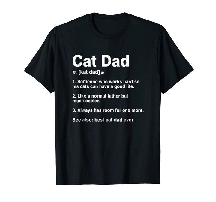 Cat Dad Definition Funny Meaning Shirt Cat Lover Father Gift