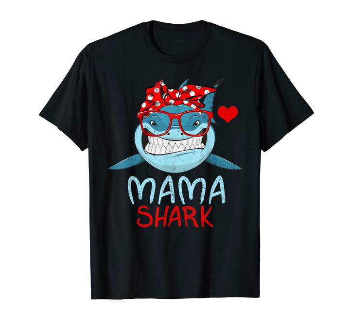 Mama Sharks Glasses Tshirt gift for Womens