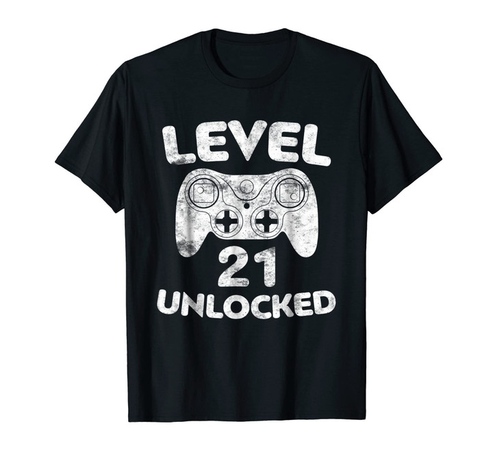 Level 21 Unlocked T-Shirt 21st Video Gamer Birthday Gift