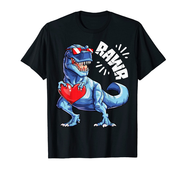 Valentines Day Dinosaur RAWR shirt Gifts Boys Kids Tshirt